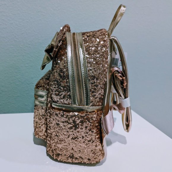Disney Loungefly Rose Gold Sequins Mini Backpack